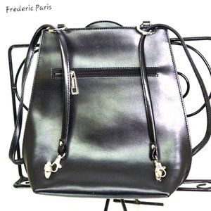 Frederic Paris backpack purse black patent shoulder bag NWOT